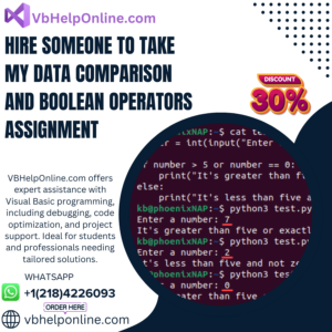 Hire Someone To Take My Data comparison and Boolean operators Assignment