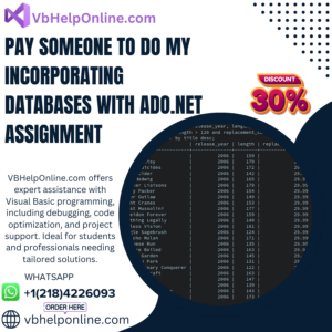 Pay Someone To Do My Incorporating Databases with ADO.NET Assignment